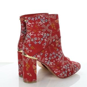 TED BAKER KYOTO RED TEXTILE BOOTIES 37.5 M US 6.5